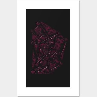 Dark Burgundy Colour Modern Geometric Pattern Posters and Art